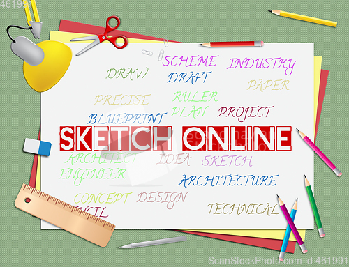 Image of Sketch Online Means Internet Drawing And Design