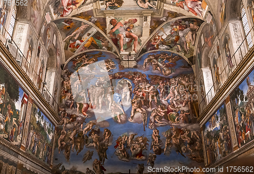 Image of interiors and details of the Sistine Chapel, Vatican city