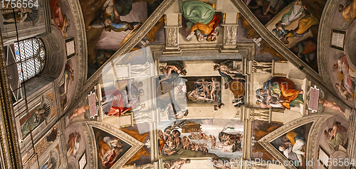 Image of interiors and details of the Sistine Chapel, Vatican city