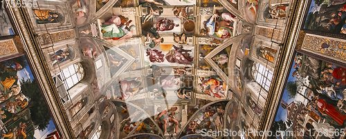 Image of interiors and details of the Sistine Chapel, Vatican city