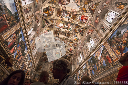 Image of interiors and details of the Sistine Chapel, Vatican city