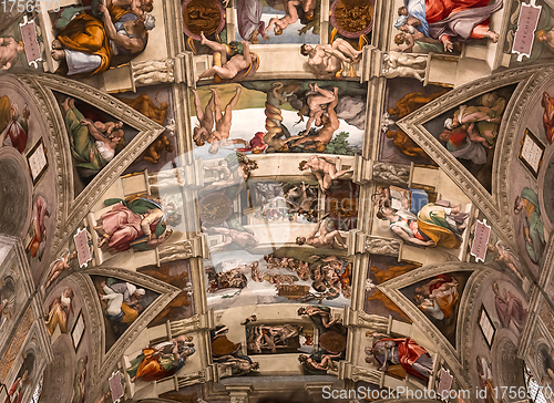 Image of interiors and details of the Sistine Chapel, Vatican city