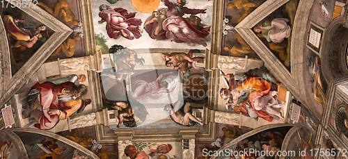 Image of interiors and details of the Sistine Chapel, Vatican city