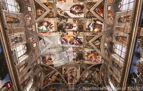 Image of interiors and details of the Sistine Chapel, Vatican city