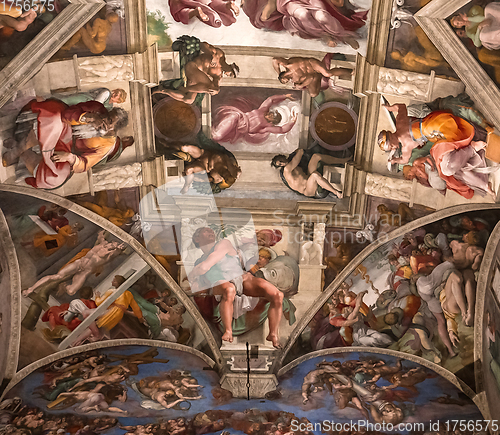 Image of interiors and details of the Sistine Chapel, Vatican city