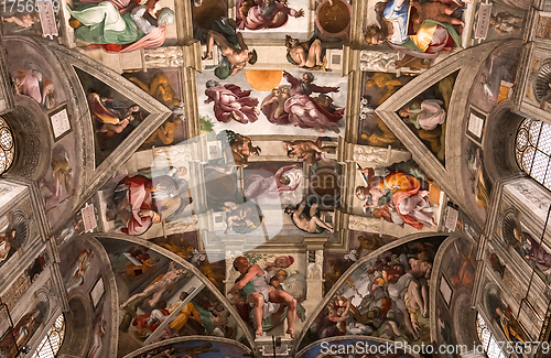 Image of interiors and details of the Sistine Chapel, Vatican city