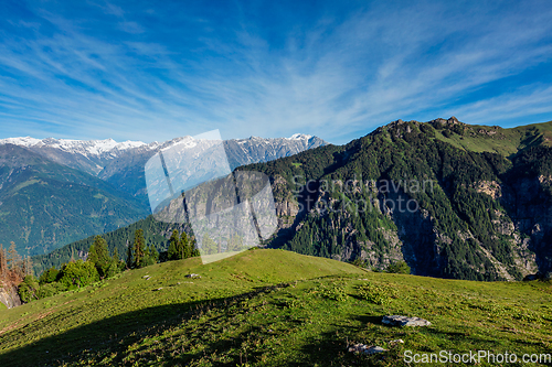 Image of Spring in Kullu valley in Himalaya mountains. Himachal Pradesh, India