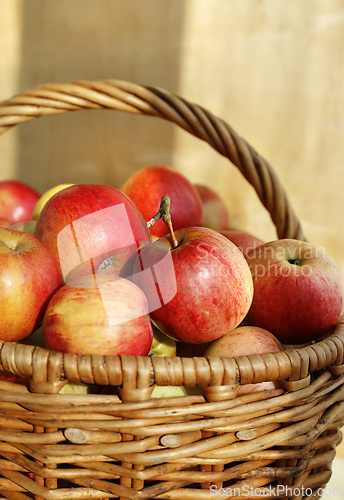 Image of Bright tasty ripe apples in a basket