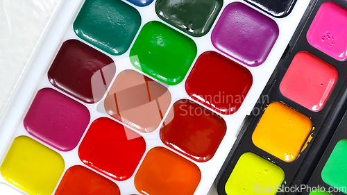 Image of Bright colorful watercolor paints