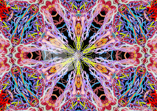 Image of Abstract pattern of bright multicolored threads