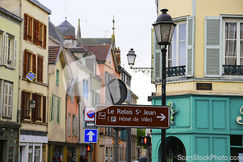 Image of Street with historical houses in Troyes, France