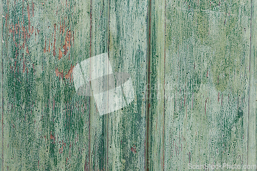 Image of green painted wooden plank wall