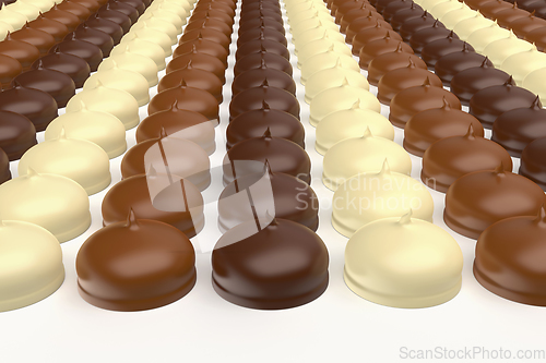 Image of Different chocolate coated marshmallows