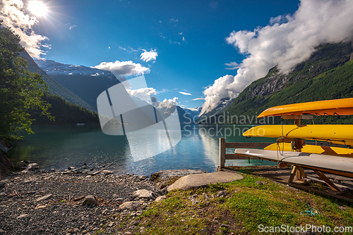 Image of lovatnet lake Beautiful Nature Norway.