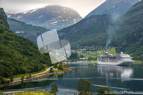 Image of Cruise Liners On Geiranger fjord, Norway