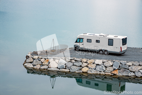 Image of Family vacation travel RV, holiday trip in motorhome