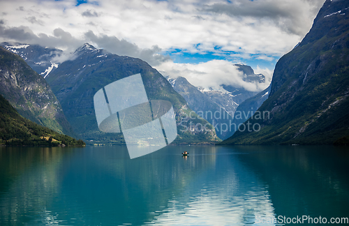 Image of lovatnet lake Beautiful Nature Norway.