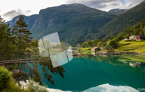 Image of lovatnet lake Beautiful Nature Norway.