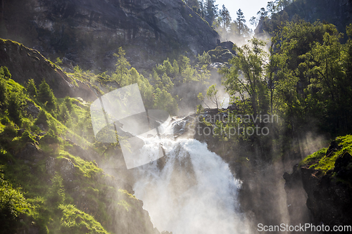 Image of Latefossen is one of the most visited waterfalls in Norway and i