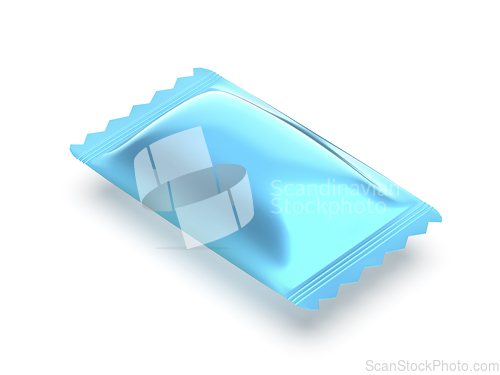 Image of Blank blue sachet with hard candy
