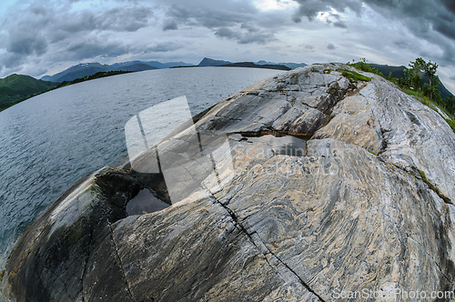 Image of landscape with lake and mountains