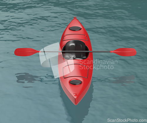 Image of Red plastic kayak