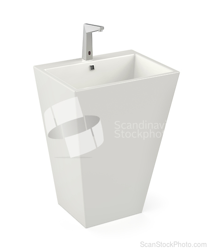 Image of Floor-mounted wash basin with sensor faucet