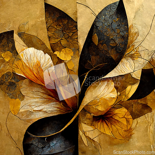 Image of Golden, yellow and black abstract flower Illustration for prints