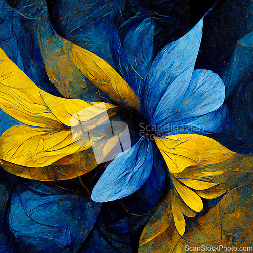 Image of Blue and yellow abstract flower Illustration for prints.