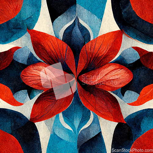 Image of Blue and red abstract flower Illustration.