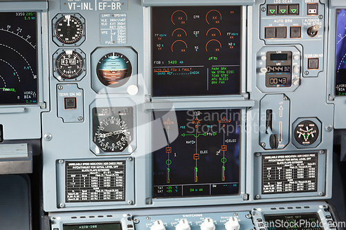 Image of Aircraft cockpit dashboard