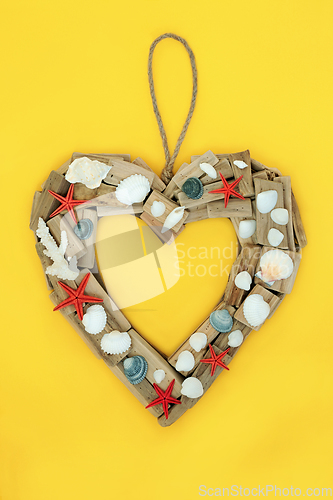 Image of Driftwood and Seashell Natural Heart Shaped Wreath