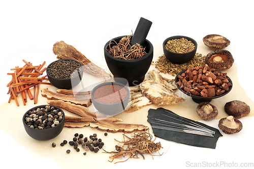 Image of Acupuncture Treatment with Natural Chinese Herbal Plant Medicine