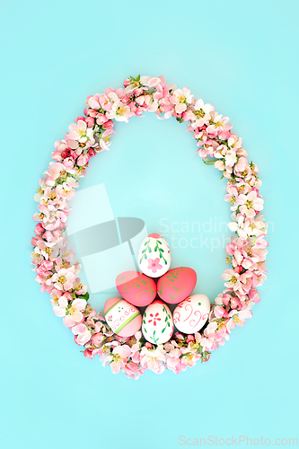 Image of Abstract Easter Egg Shape with Spring Blossom