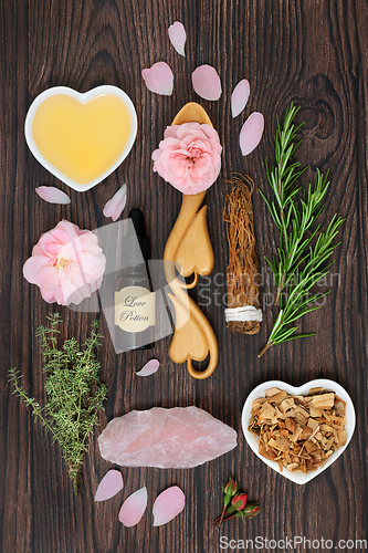 Image of Love Potion and Aphrodisiac Magic Spell Ingredients