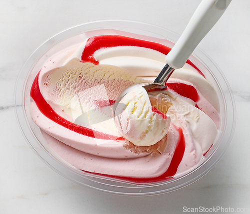 Image of strawberry and vanilla ice cream