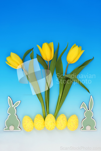 Image of Happy Easter Celebration Abstract Floral Composition