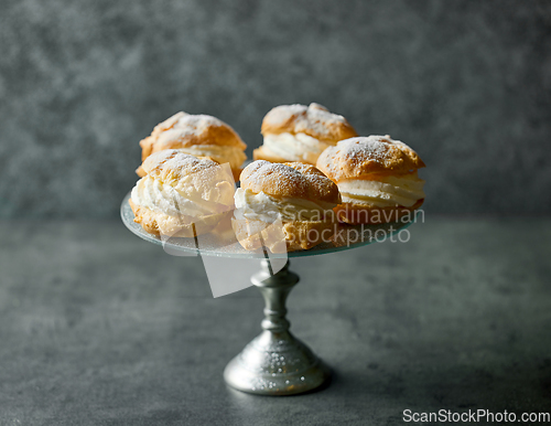 Image of plate of cream puffs