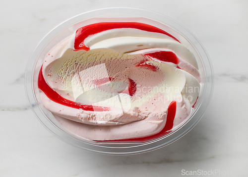 Image of strawberry and vanilla ice cream