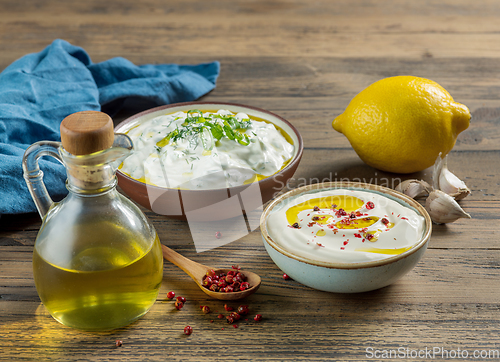 Image of bowls of sour cream or greek yogurt