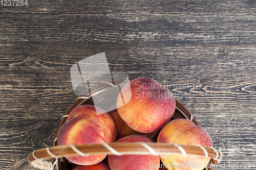 Image of basket of ripe peaches