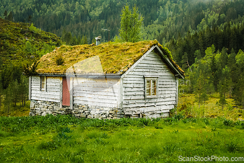 Image of old wooden house in the mountains