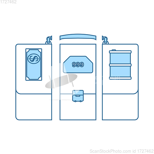 Image of Oil, Dollar And Gold Dividing Briefcase Concept Icon