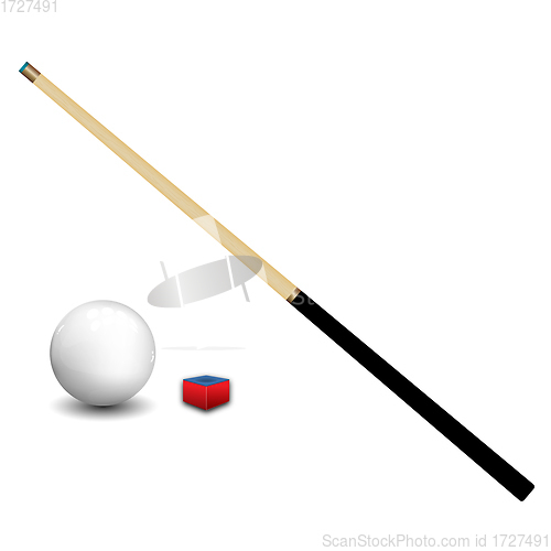 Image of Billiard Cue, Ball and Chalk