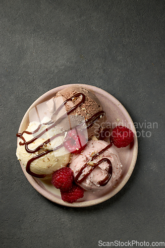 Image of plate of various ice cream balls