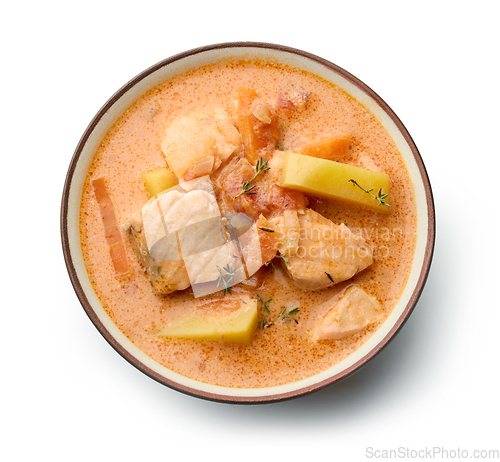 Image of bowl of salmon and tomato soup