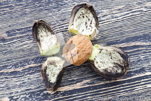 Image of Walnuts on a wooden table