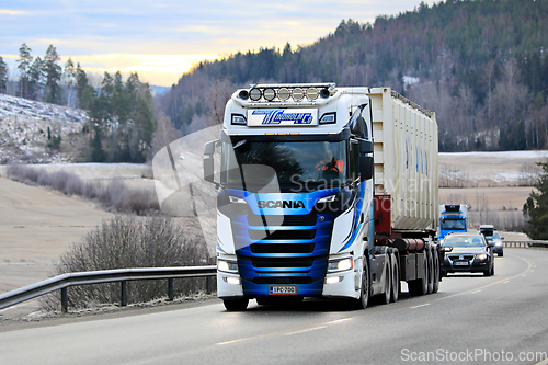 Image of Customized Scania Truck Freight Transport in Winter