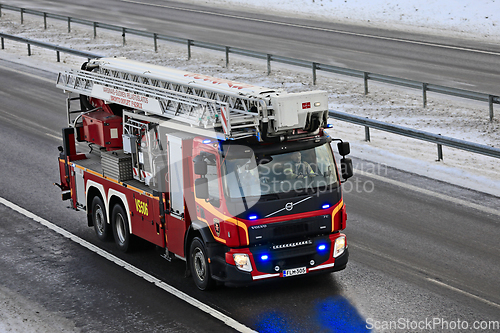 Image of Volvo FE Fire Truck Responding to Call