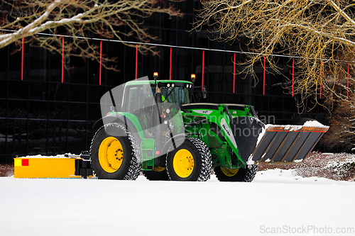 Image of John Deere Tractor Snow Removal with Front End Loader and Rear B